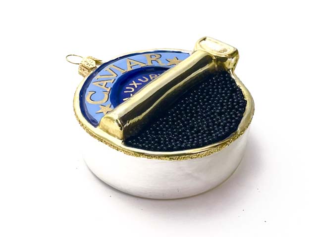 Елочная игрушка «Банка черной осетровой икры»