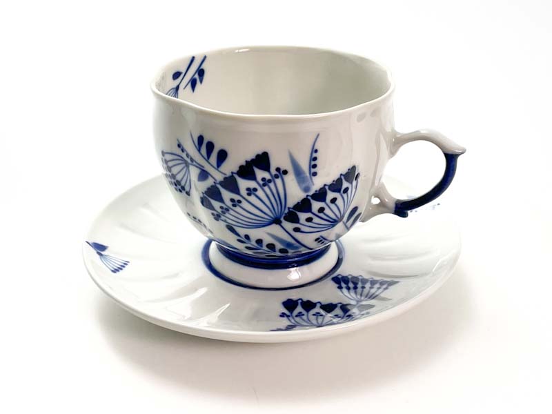 Чашка с блюдцем чайная «Гжель тысячелистник 2»