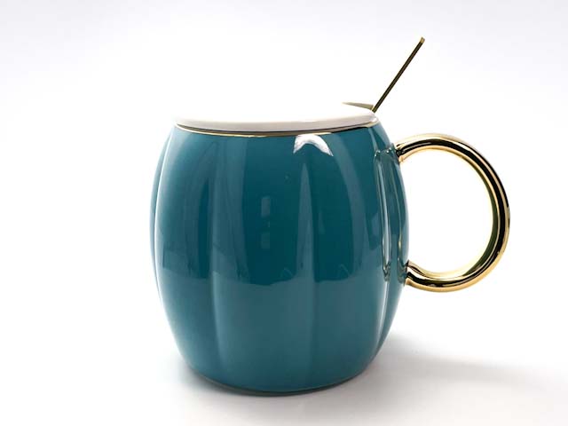 Кружка с крышкой и ложкой «Бирюзовая»