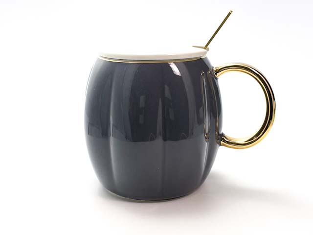 Кружка с крышкой и ложкой «Темно-серая»