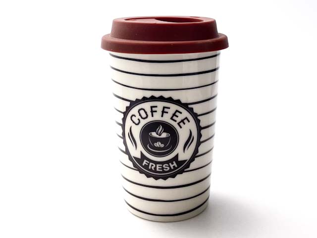 Термокружка «Coffee fresh» 1/2 Форма: Royal Classics. Фарфор, силиконовая крышка