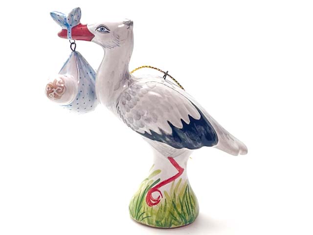 Елочная игрушка «Аист с младенцем»