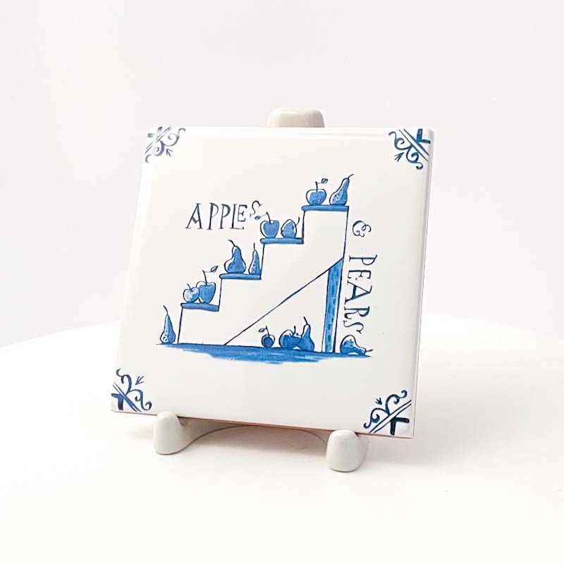 Изразец «Голландский. Ступеньки с яблоками и грушами»