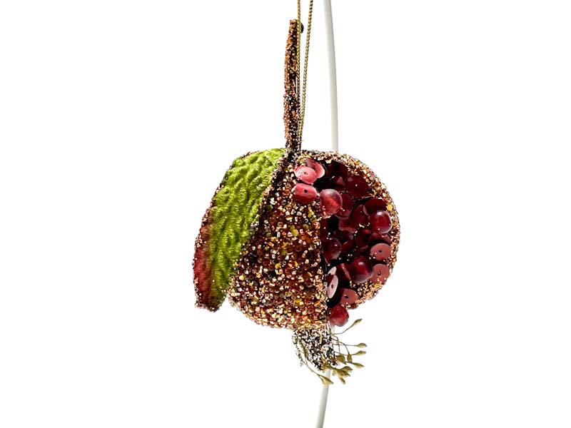 Елочная игрушка «Бусина гранат золотистый»