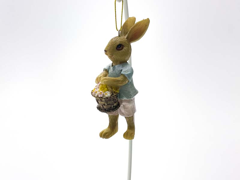 Елочная игрушка «Кролик с корзинкой цветов 2»