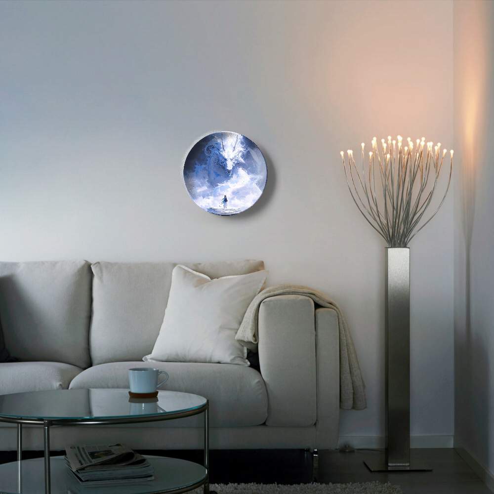 Белый дракон и девушка в снежную бурю