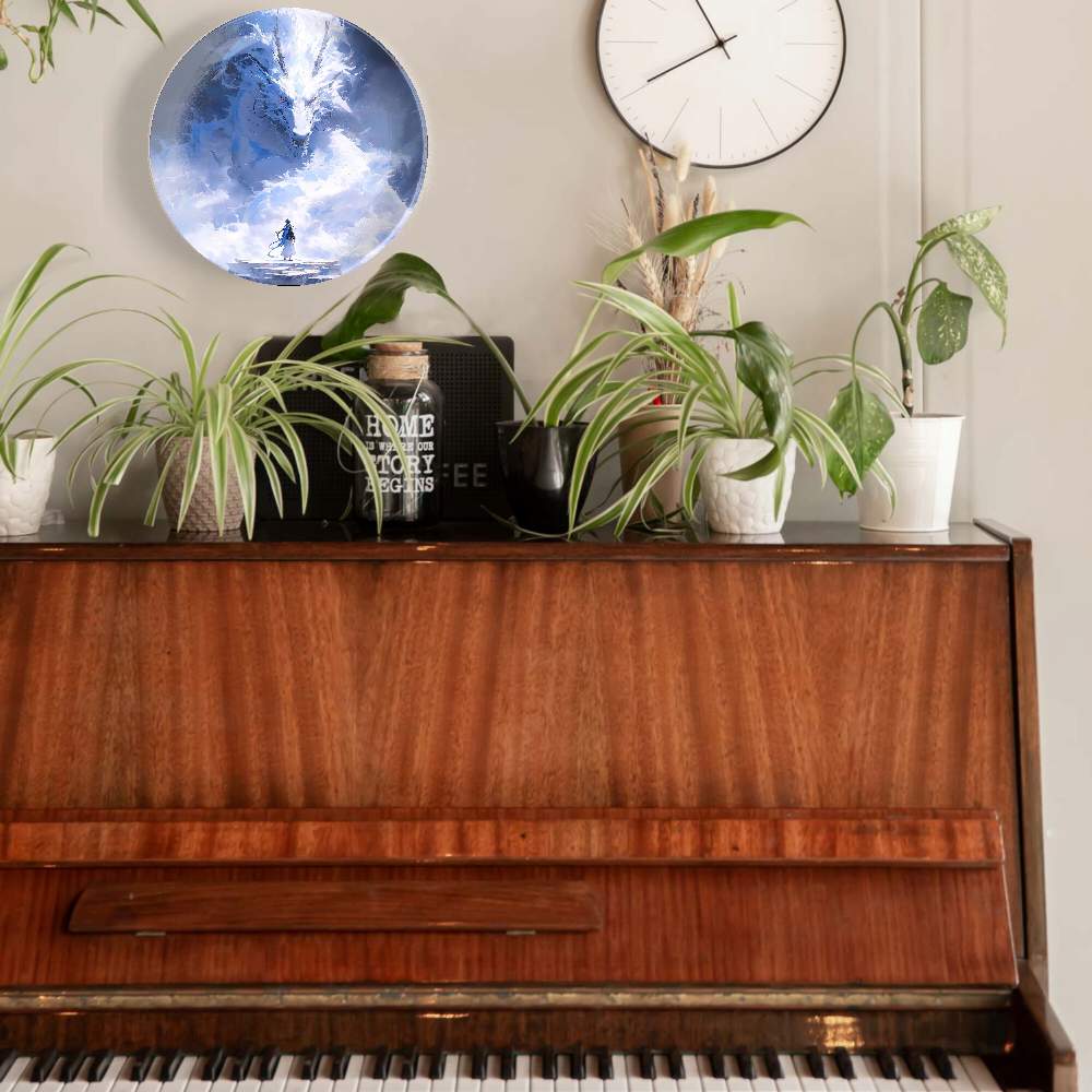 Белый дракон и девушка в снежную бурю