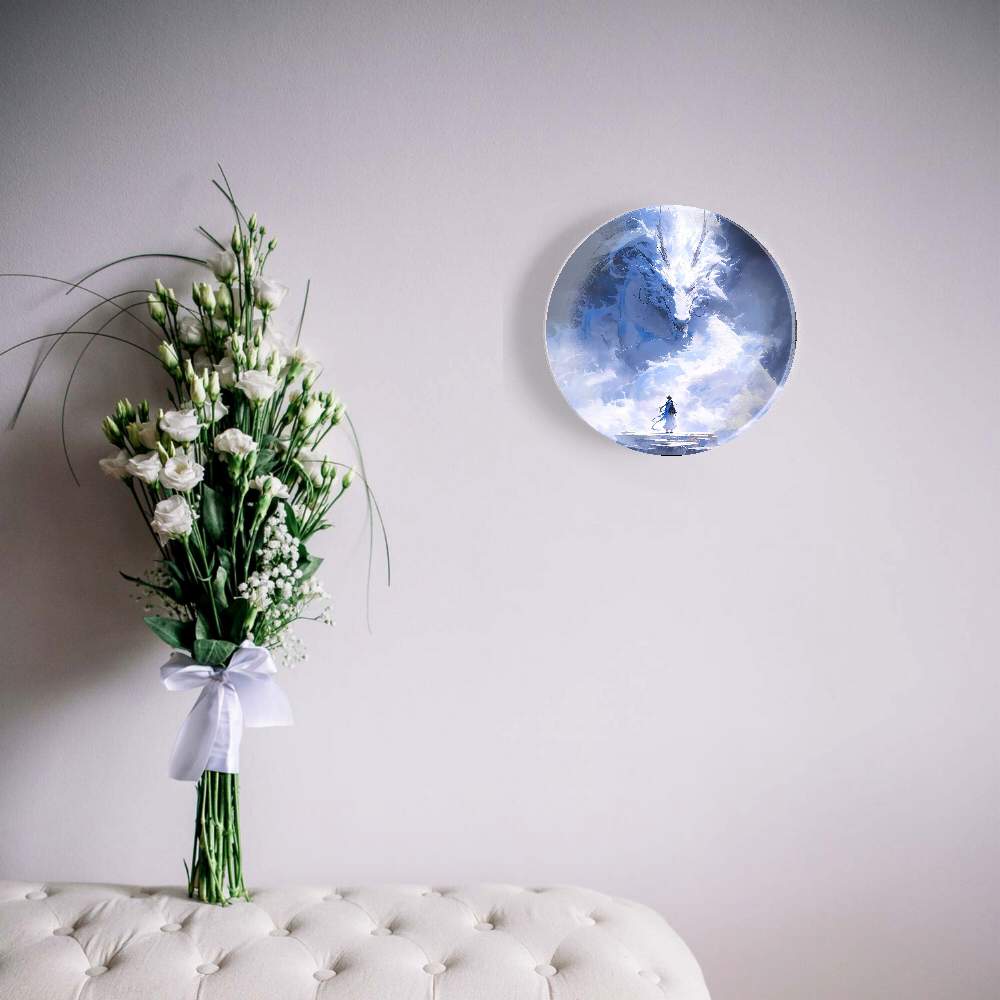 Белый дракон и девушка в снежную бурю