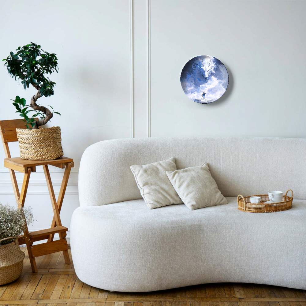 Белый дракон и девушка в снежную бурю