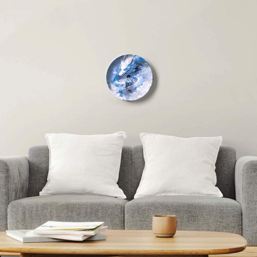 Белый дракон и девушка в синем в снежную бурю