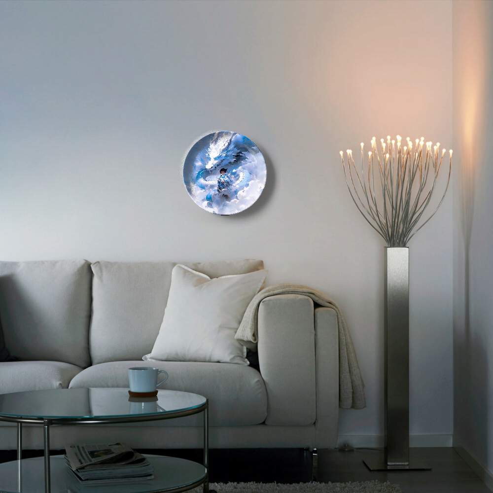 Белый дракон и девушка в синем в снежную бурю