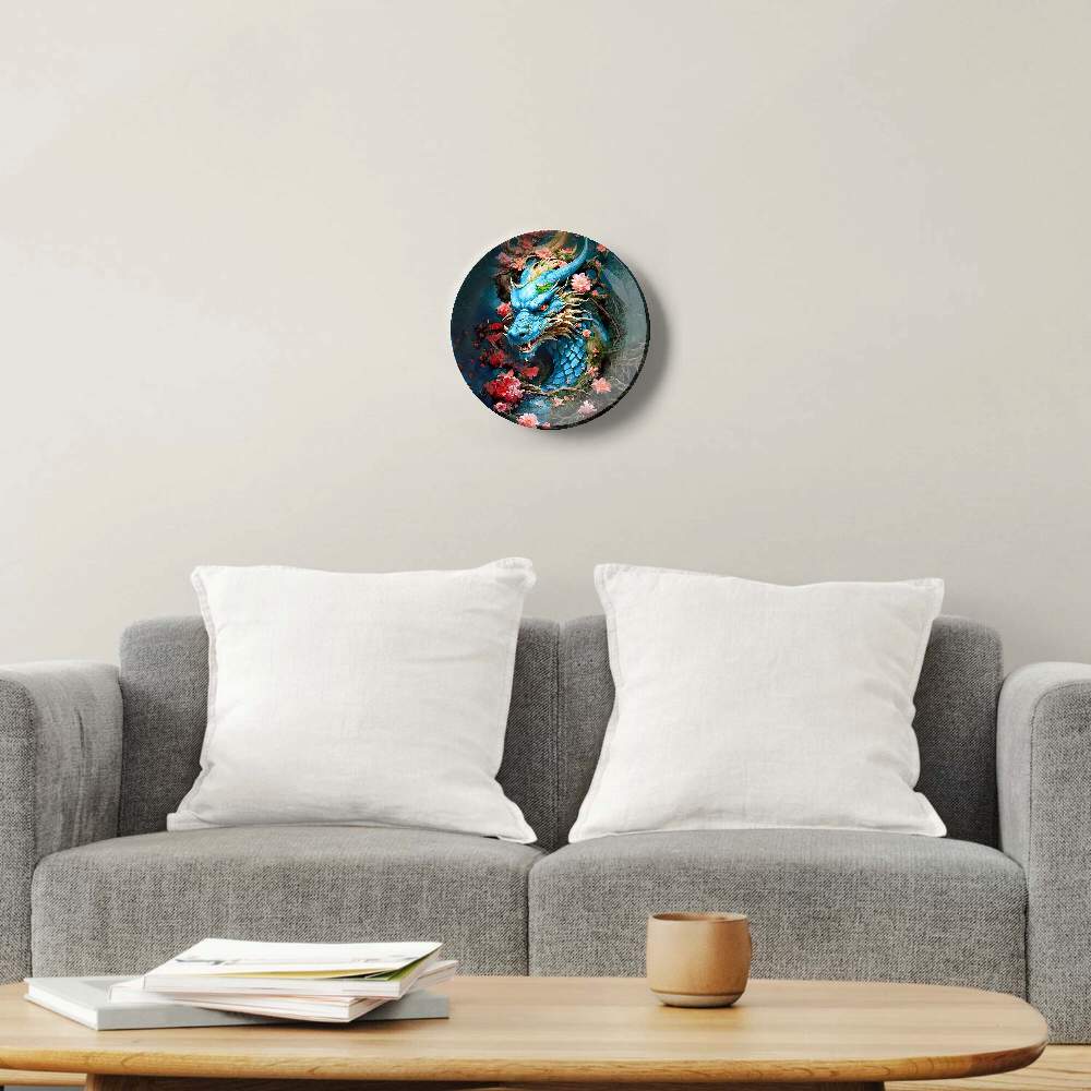 Синий дракон в цветах