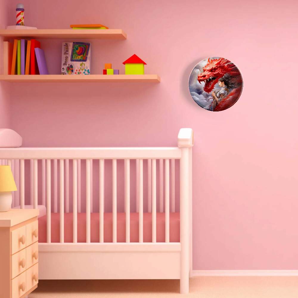 Красный дракон и девушка в облаках