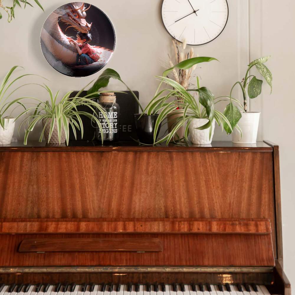 Серый ушастый дракон и мальчик