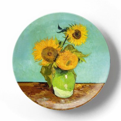 Декоративная тарелка Винсент Ван Гог Подсолнухи в зеленой вазе