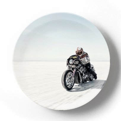 Декоративная тарелка Пит Барретт Снежное бездорожье и мотоцикл