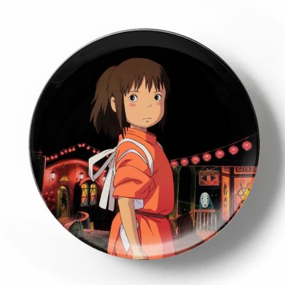 Декоративная тарелка Хаяо Миядзаки. Унесенные призраками Тихиро в ночи