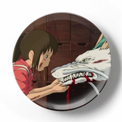 Декоративная тарелка Хаяо Миядзаки. Унесенные призраками Тихиро и раненый дракон