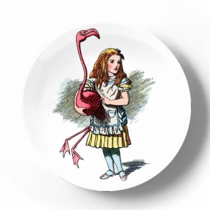Декоративная тарелка Льюис Кэролл Алиса и розовый фламинго