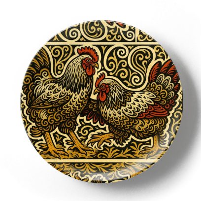 Декоративная тарелка Жан Габриэль Ги Петушиный бой Бежевый