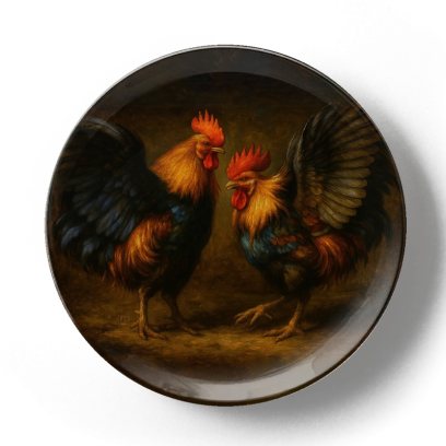 Декоративная тарелка Жан Габриэль Ги Петушиный бой